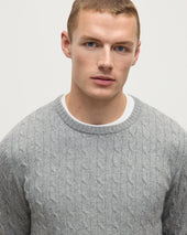Cable Knit Light Grey Cashmere Jumper