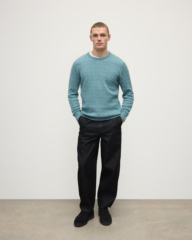 Cable Knit Green Cashmere Jumper