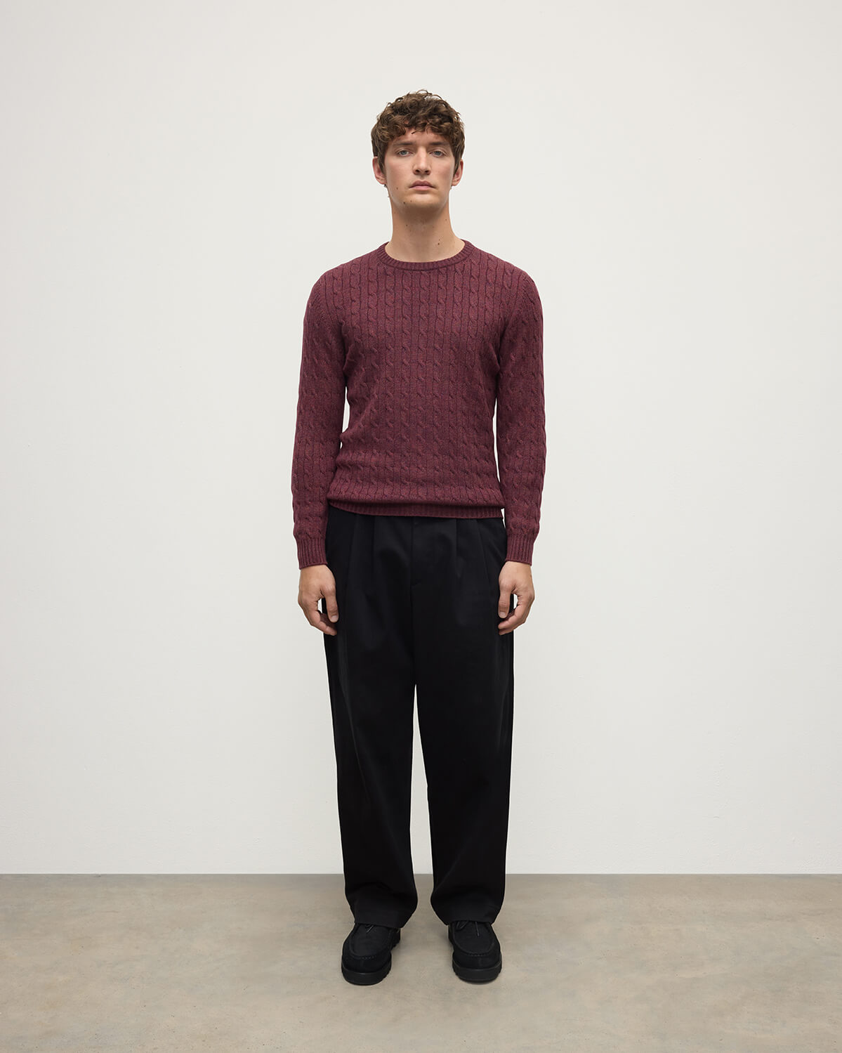 Cable Knit Purple Cashmere Jumper