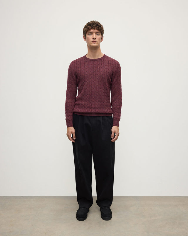 Cable Knit Purple Cashmere Jumper