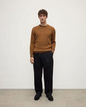 Cable Knit Dark Camel Cashmere Jumper