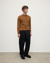 Cable Knit Dark Camel Cashmere Jumper