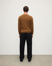 Cable Knit Dark Camel Cashmere Jumper