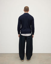 Cable Knit Dark Navy Cashmere Jumper