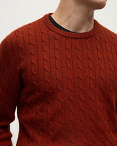 Cable Knit Dark Red Cashmere Jumper