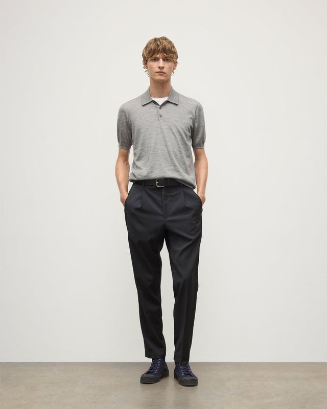 Fin Grey Superfine Cashmere Polo Shirt