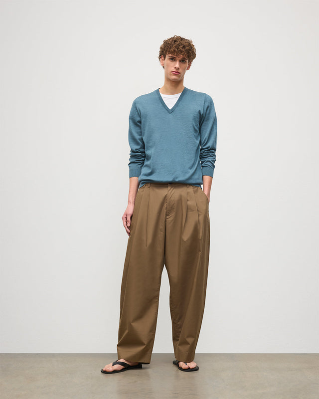 Fin Blue V Neck Superfine Cashmere Jumper