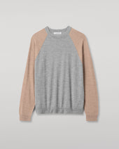 Leith Grey & Brown Ringer Superfine Cashmere Jumper