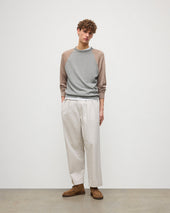 Leith Grey & Brown Ringer Superfine Cashmere Jumper