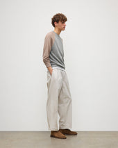 Leith Grey & Brown Ringer Superfine Cashmere Jumper