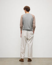 Leith Grey & Brown Ringer Superfine Cashmere Jumper