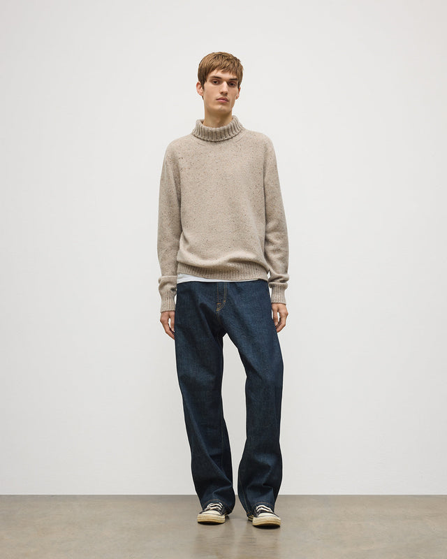 MacKintosh Roll Neck Natural Donegal Cashmere Jumper