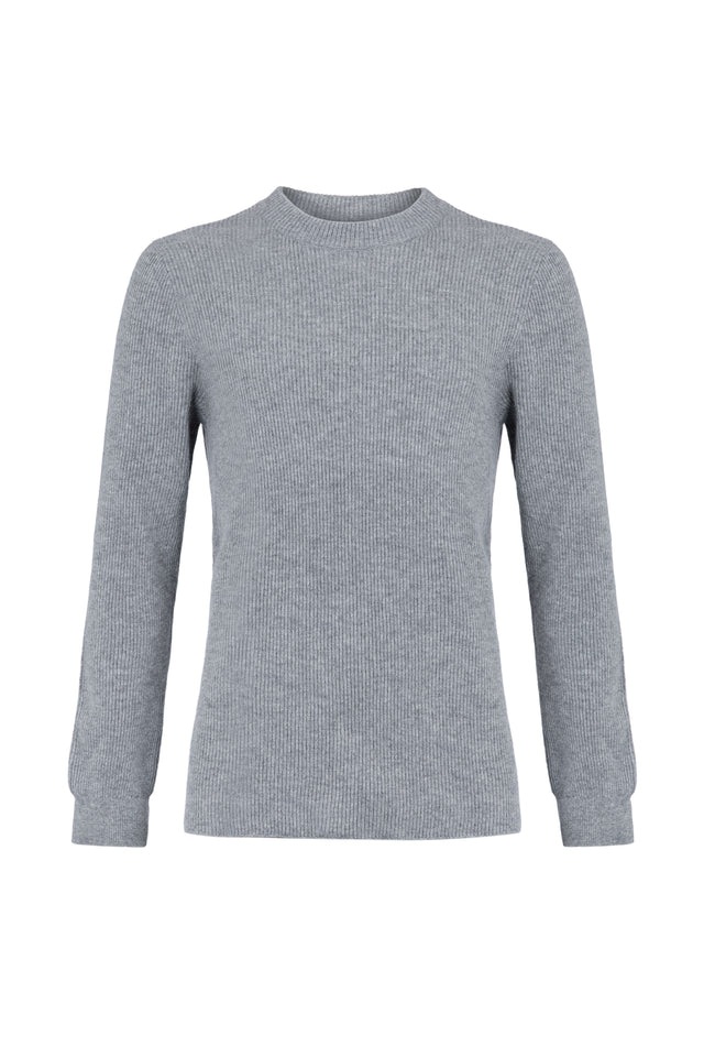 Men's Ribbed Grey Cashmere Jumper