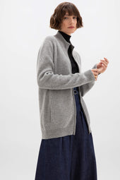 Ribbed Cashmere Light Grey Cardigan
