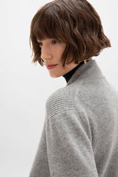 Ribbed Cashmere Light Grey Cardigan