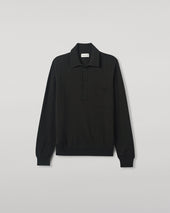 Cashmere Long Sleeve Dark Grey Polo Shirt