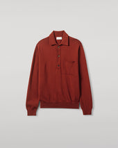 Cashmere Long Sleeve Dark Red Polo Shirt