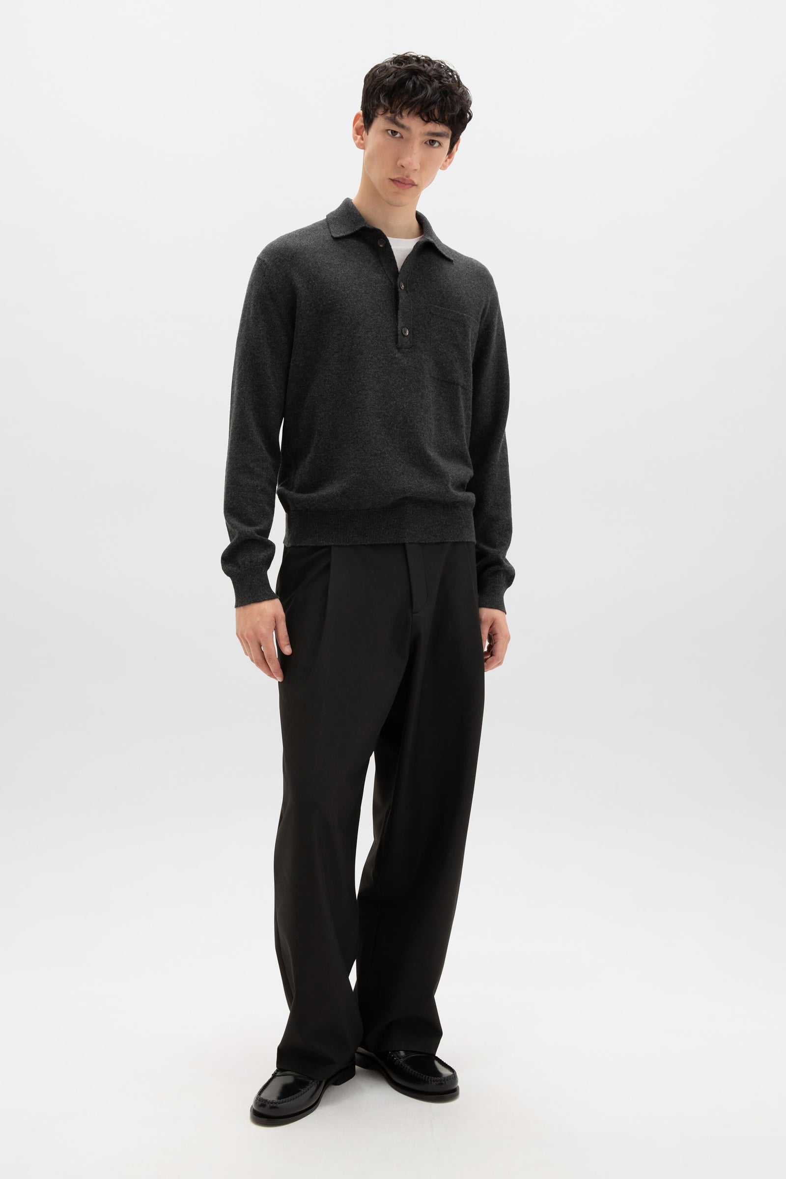 Cashmere Long Sleeve Polo Shirt