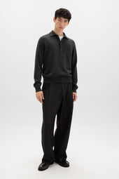 Cashmere Long Sleeve Charcoal Polo Shirt