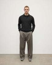 Cashmere Long Sleeve Dark Grey Polo Shirt