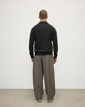 Cashmere Long Sleeve Dark Grey Polo Shirt