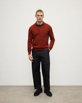 Cashmere Long Sleeve Dark Red Polo Shirt