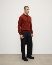 Cashmere Long Sleeve Dark Red Polo Shirt