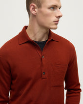 Cashmere Long Sleeve Dark Red Polo Shirt