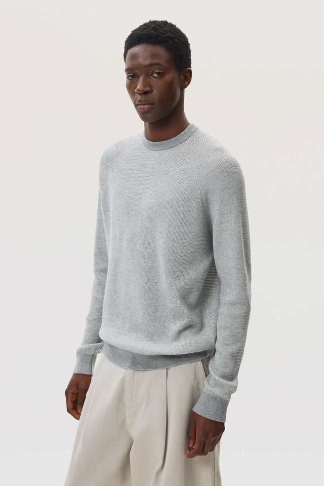 Featherlight Cashmere Waffle Stitch Light Grey Jumper