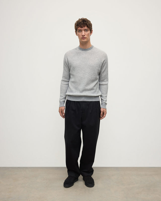 Waffle Stitch Light Grey Cashmere Jumper