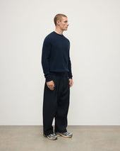 Waffle Stitch Dark Navy Cashmere Jumper