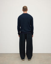 Waffle Stitch Dark Navy Cashmere Jumper