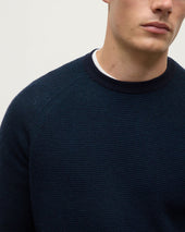 Waffle Stitch Dark Navy Cashmere Jumper