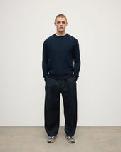Waffle Stitch Dark Navy Cashmere Jumper