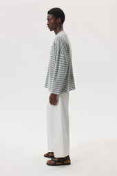 Cashmere Jersey Stripe Light Grey Oversized T-Shirt