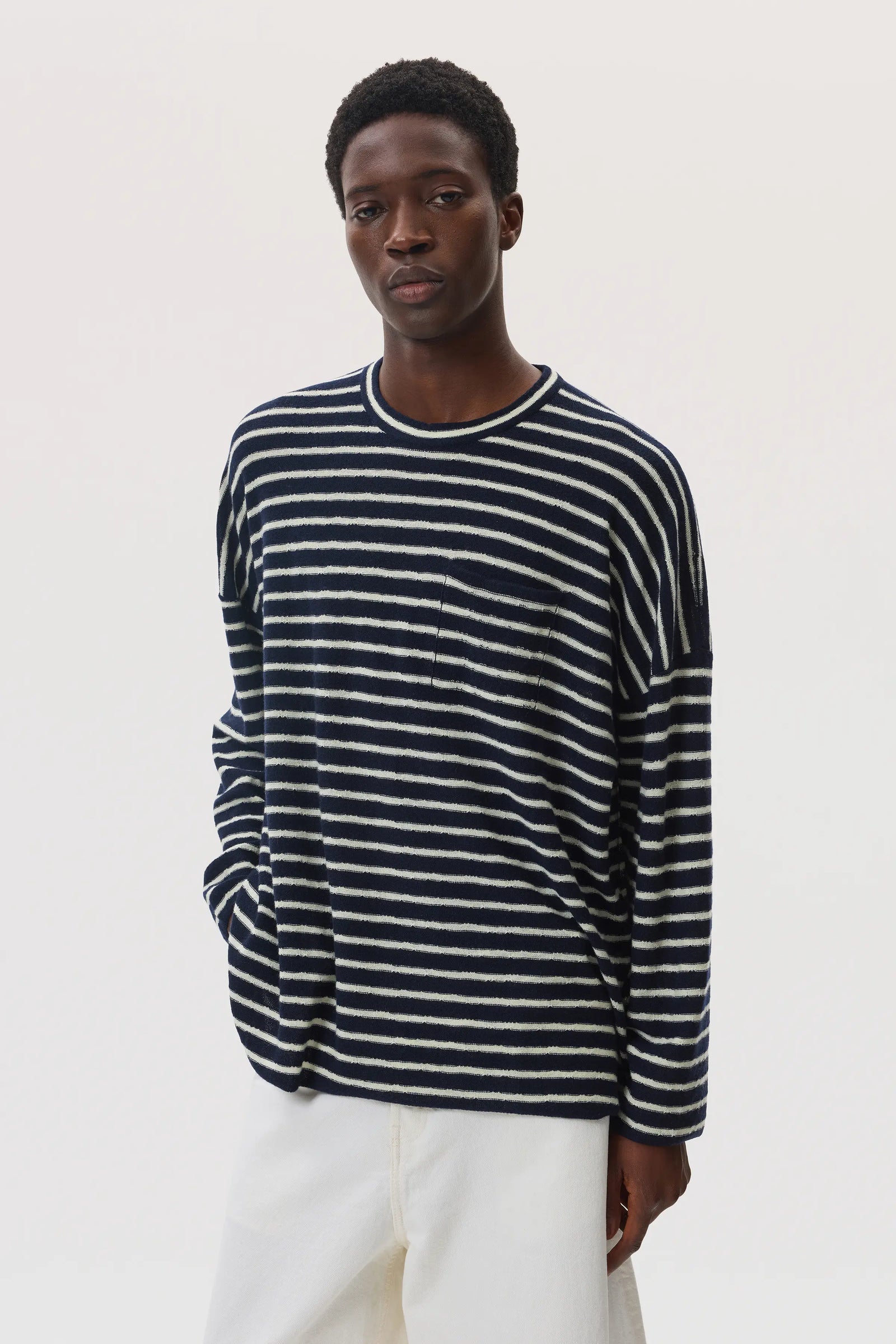 Cashmere Jersey Stripe Oversized T Shirt