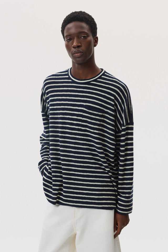 Cashmere Jersey Stripe Oversized T-Shirt
