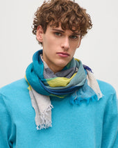Ethie Navy & Lime Green Wool Scarf