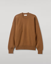 Relaxed Milano Stitch Dark Camel Jumper