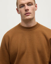 Relaxed Milano Stitch Dark Camel Jumper