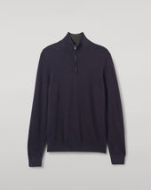 Rory Navy & Grey Classic Cashmere Contrast Zip Neck Jumper