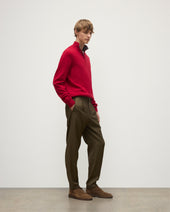 Rory Red & Grey Classic Cashmere Contrast Zip Neck Jumper
