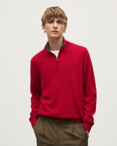 Rory Red & Grey Classic Cashmere Contrast Zip Neck Jumper
