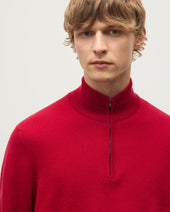 Rory Red & Grey Classic Cashmere Contrast Zip Neck Jumper