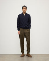 Rory Navy & Grey Classic Cashmere Contrast Zip Neck Jumper