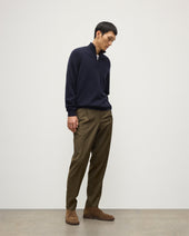 Rory Navy & Grey Classic Cashmere Contrast Zip Neck Jumper