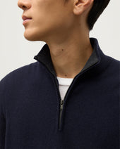 Rory Navy & Grey Classic Cashmere Contrast Zip Neck Jumper
