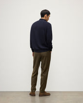 Rory Navy & Grey Classic Cashmere Contrast Zip Neck Jumper