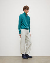 Rory Green & Grey Classic Cashmere Contrast Zip Neck Jumper