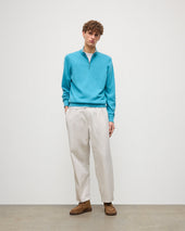 Rory Blue & Grey Classic Cashmere Contrast Zip Neck Jumper